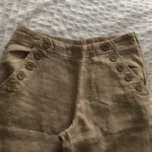 Wide Leg Beige Linen Sailor Pants POP